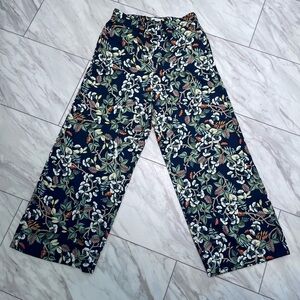Loft Floral Print Wide-Leg Pants M